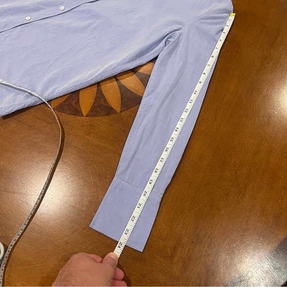 Theory Women’s Classic Tuxedo Shirt Blue Derby Cotton Size P Petite Button Down - Picture 16 of 16